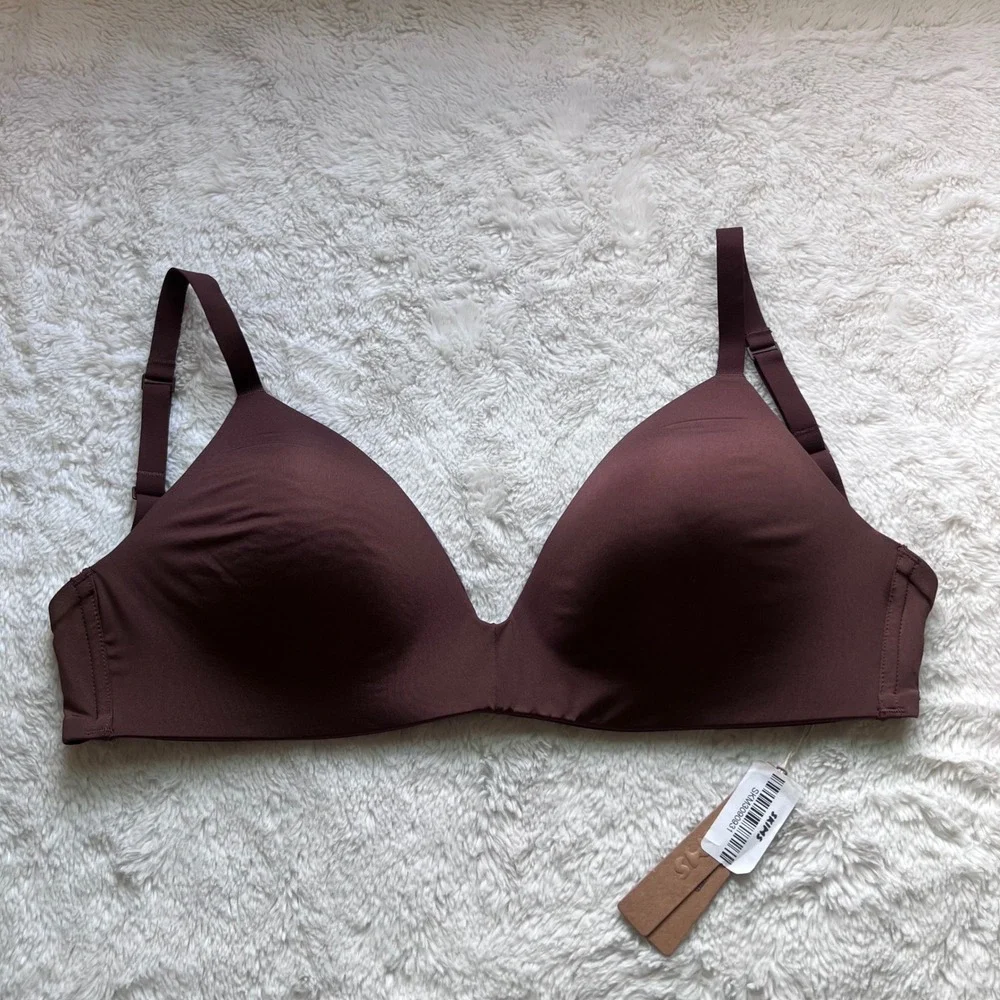 SKIMS Women's Wireless Form T-Shirt Bra Cocoa Brown BR-WRL-1889 Size 32DDD NEW